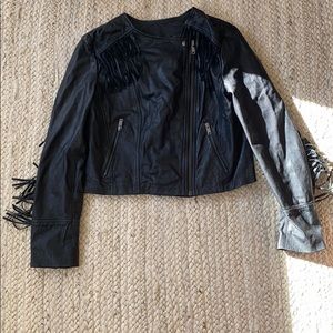 Banana Republic fringe leather jacket